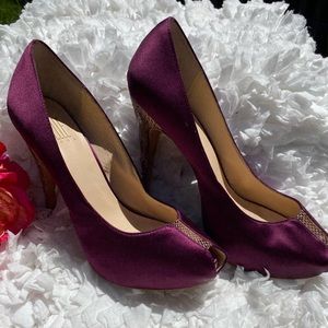 Pelle Moda Purple Satin Peeptoe Heels 8.5
